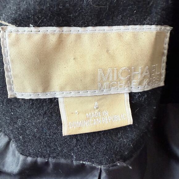 Michael Kors Black Full Zip Wool Blend Pea Coat with Belt Size 4 Classic Preppy - Picture 2 of 16